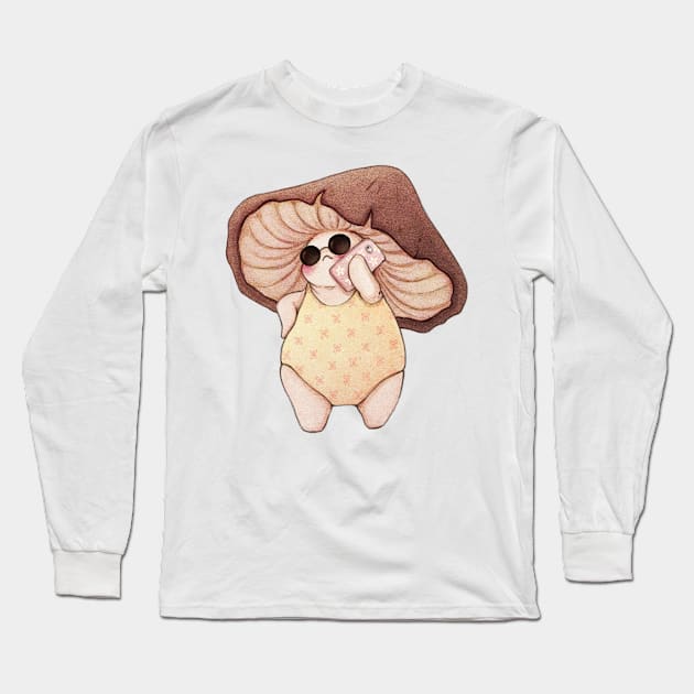 Beach Mushroom Long Sleeve T-Shirt by fairydropart